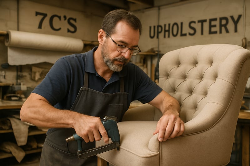 Expert upholsterer crafting elegant custom upholstery at 7C's Upholstery Expert upholsterer crafting elegant custom upholstery at 7C's Upholstery